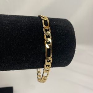 New 18k Gold Plated Figaro Bracelet 8" 5mm